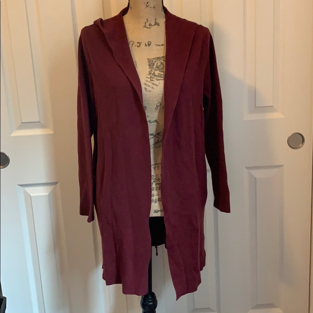 Tee berry and Weave Duster Jacket with Hood